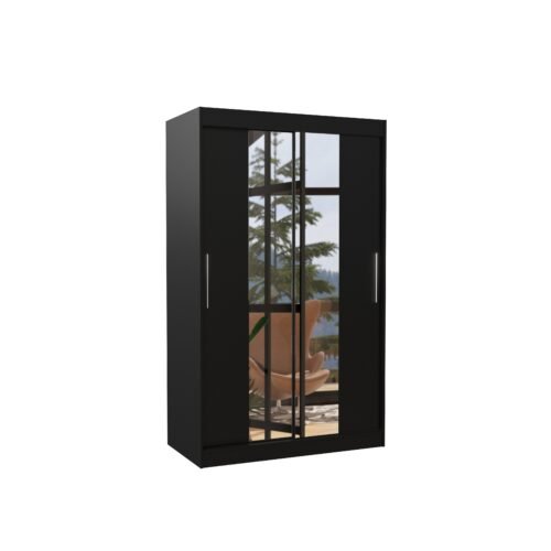 Sliding wardrobe with mirror SANTOS 120 black ADRK