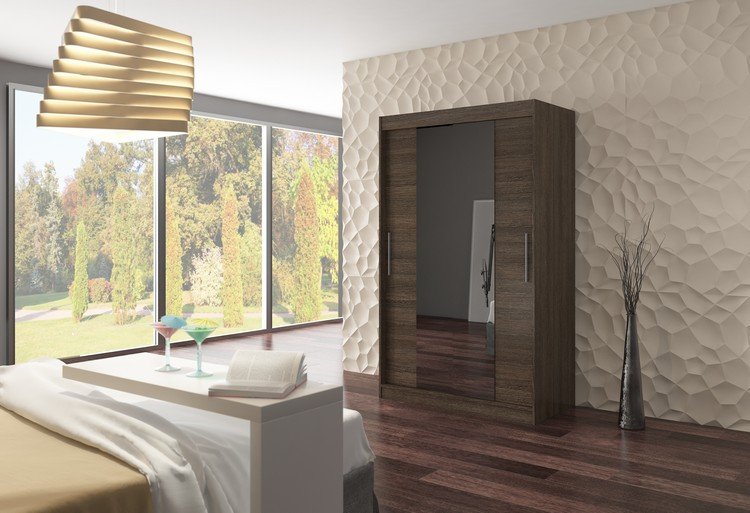 Sliding wardrobe with mirror SANTOS 120 chocolate color ADRK - Image 2