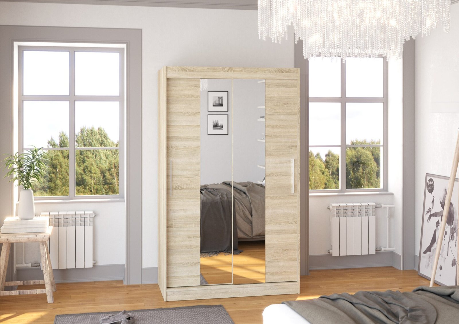 Sliding wardrobe with mirror SANTOS 120 Sonoma ADRK - Image 3