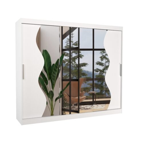 Sliding wardrobe with mirror SHARON 250 white ADRK