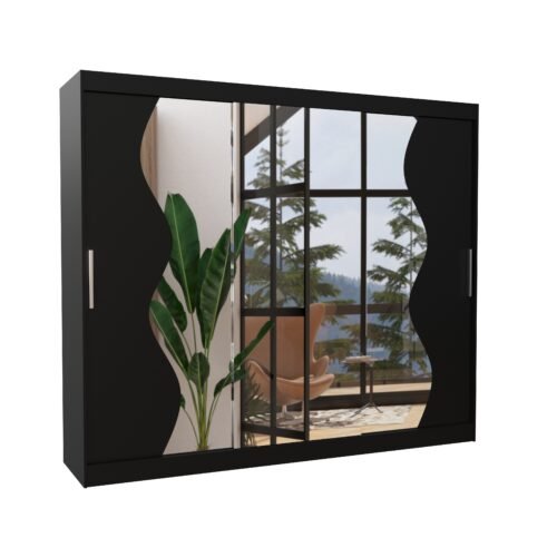 Sliding wardrobe with mirror SHARON 250 black ADRK