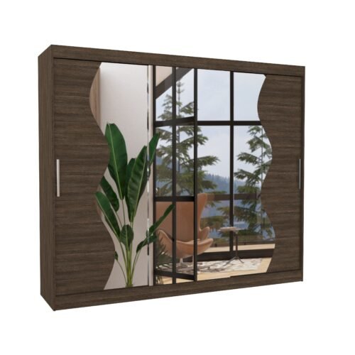Sliding wardrobe with mirror SHARON 250 chocolate color ADRK