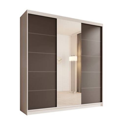 Sonic 200 sliding wardrobe with mirror, white/black, ADRK