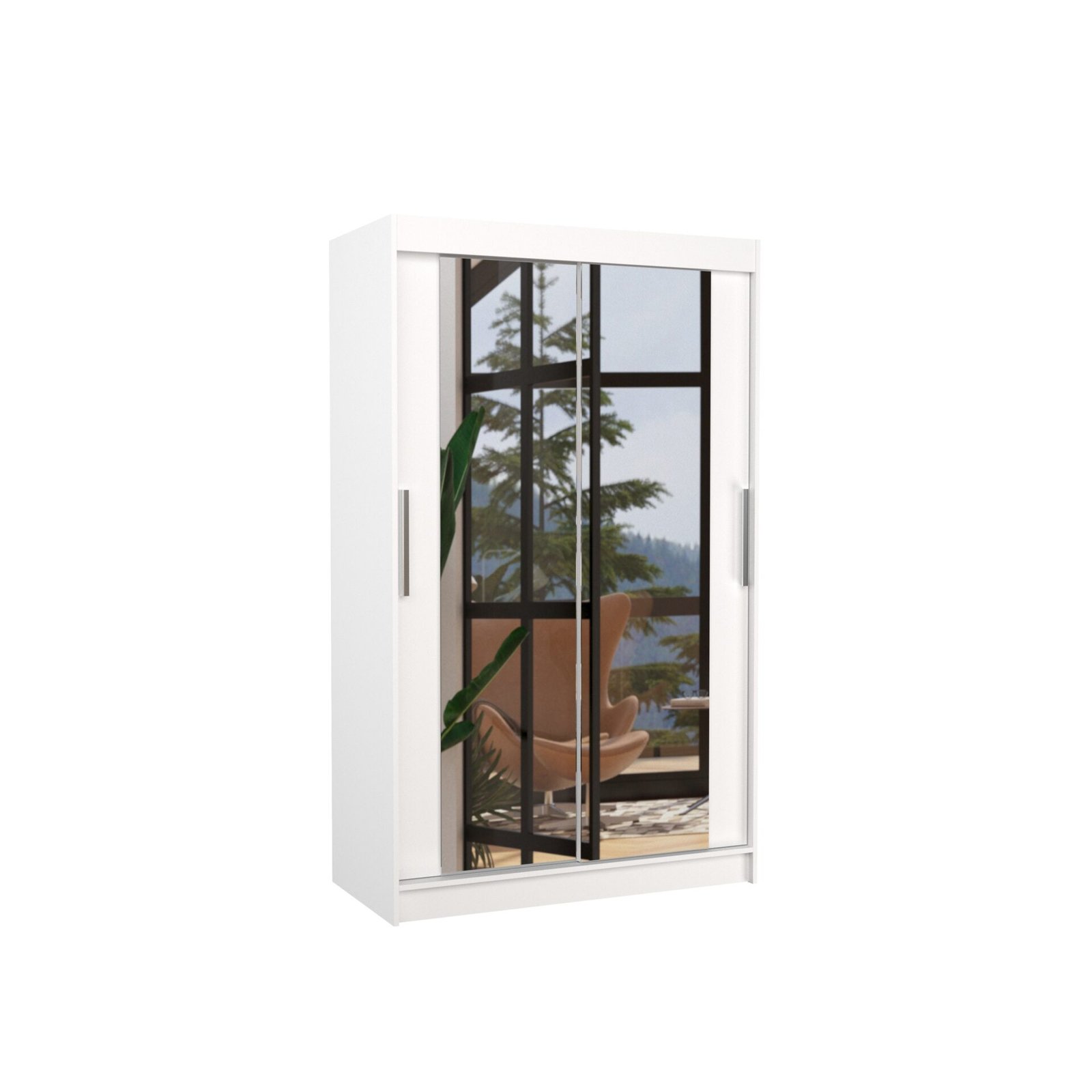 Sliding wardrobe with mirror TIBAGO 120 white ADRK