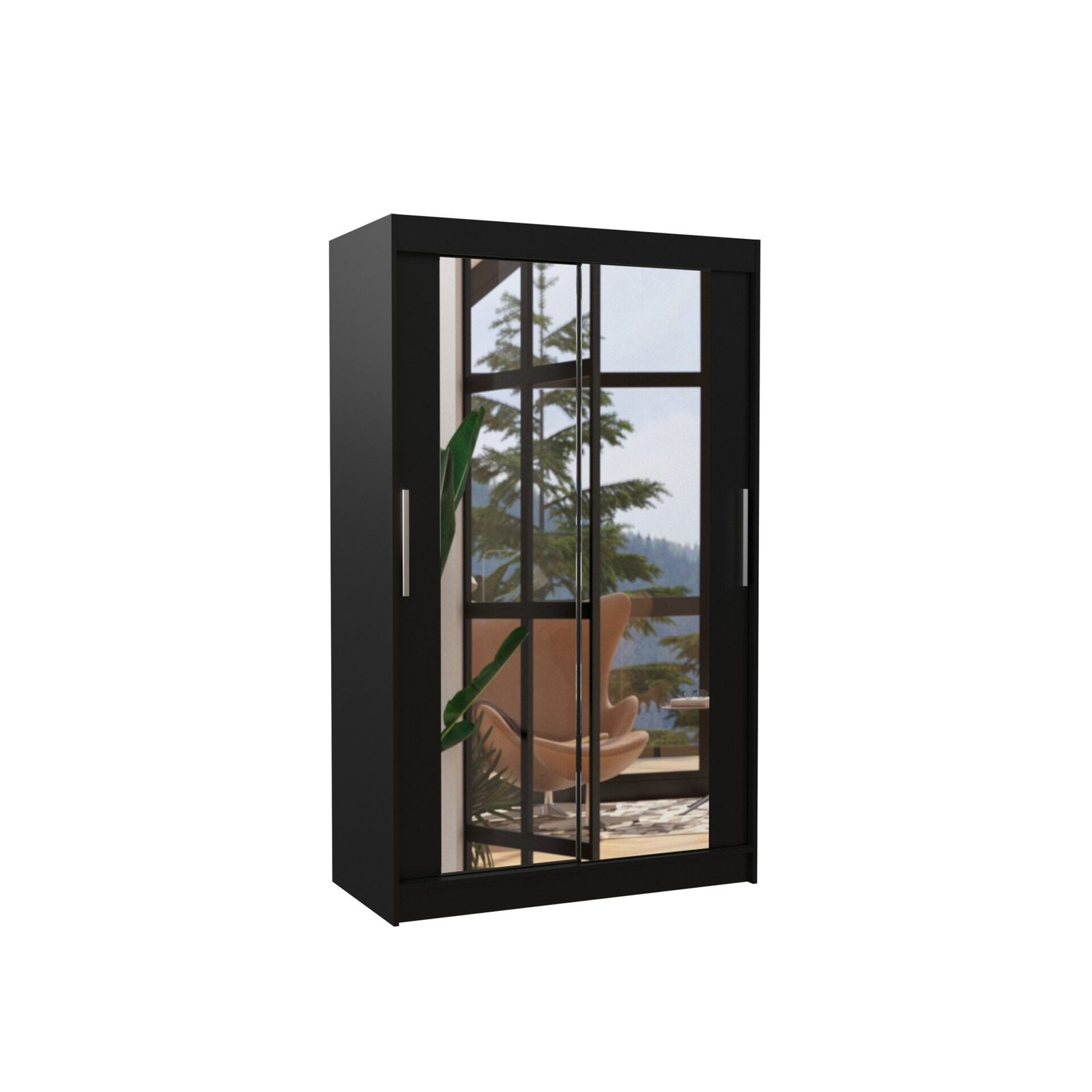 Sliding wardrobe with mirror TIBAGO 120 black ADRK