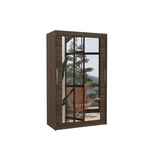 Sliding wardrobe with mirror TIBAGO 120 chocolate color ADRK
