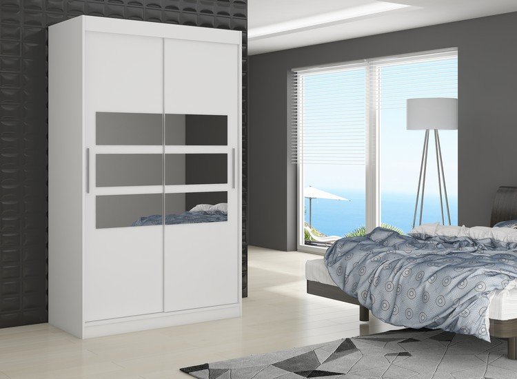 Sliding wardrobe with mirror TOLEDO 180 white ADRK - Image 2