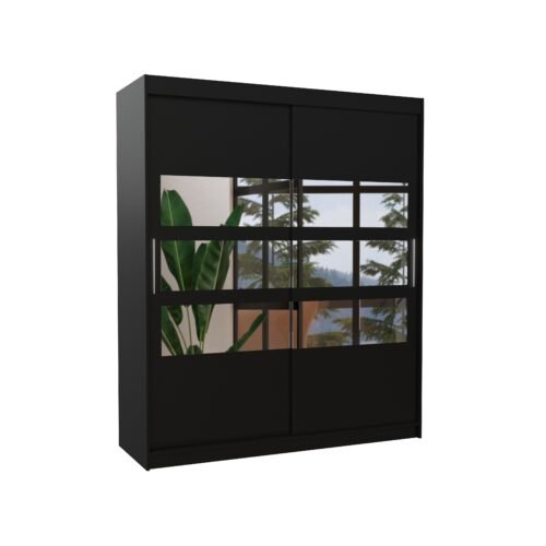 Sliding wardrobe with mirror TOLEDO 180 black ADRK