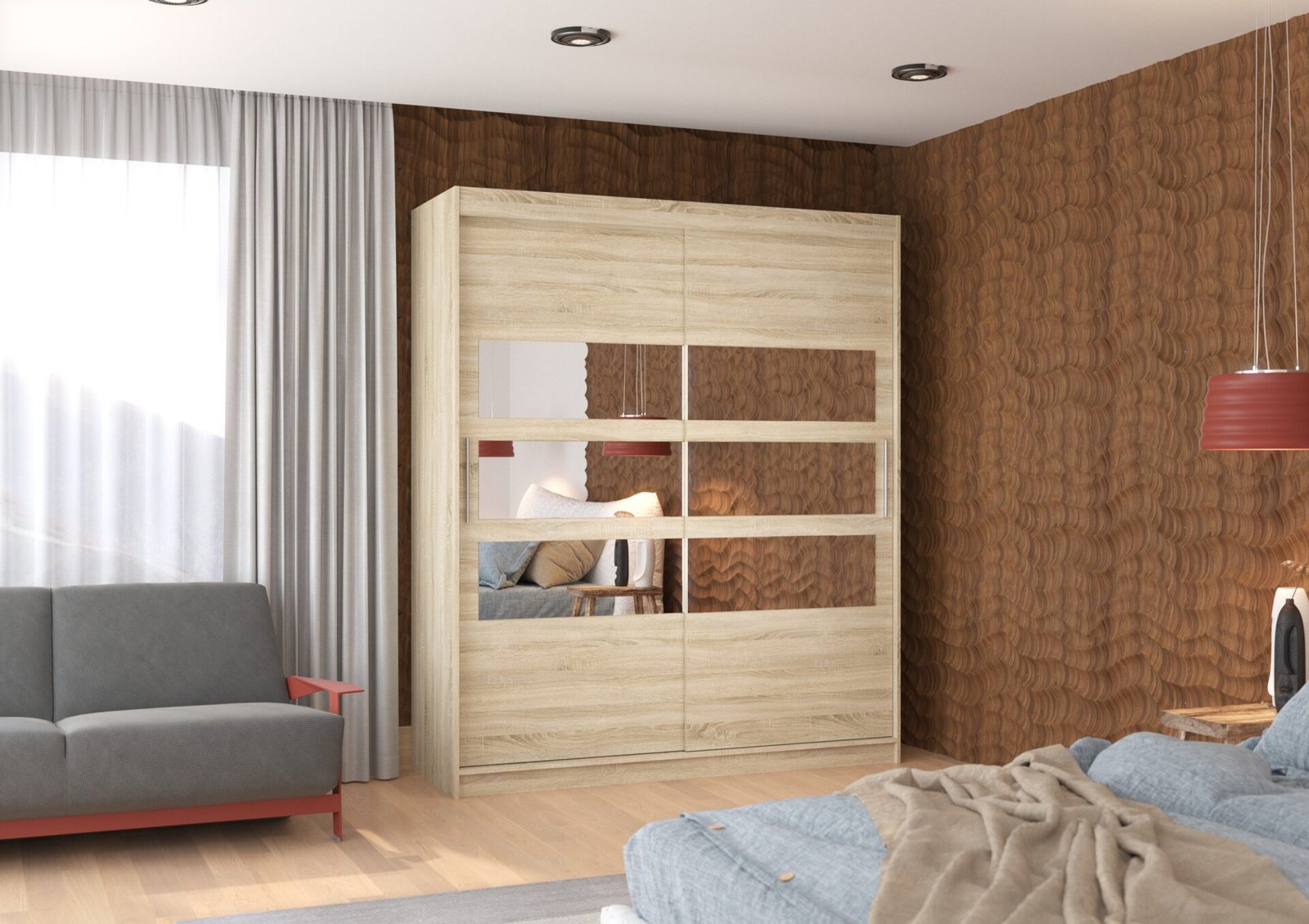 TOLEDO 180 Sonoma ADRK sliding wardrobe with mirror - Image 3