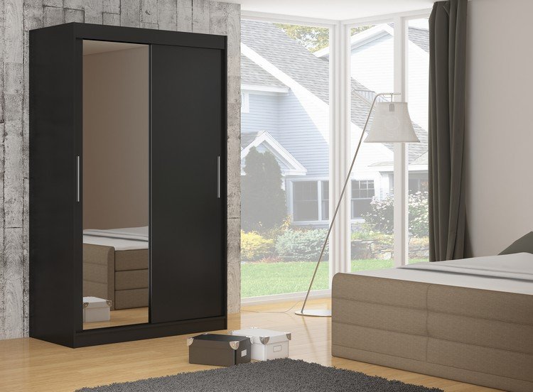 Sliding wardrobe with mirror TOM 180 black ADRK - Image 2