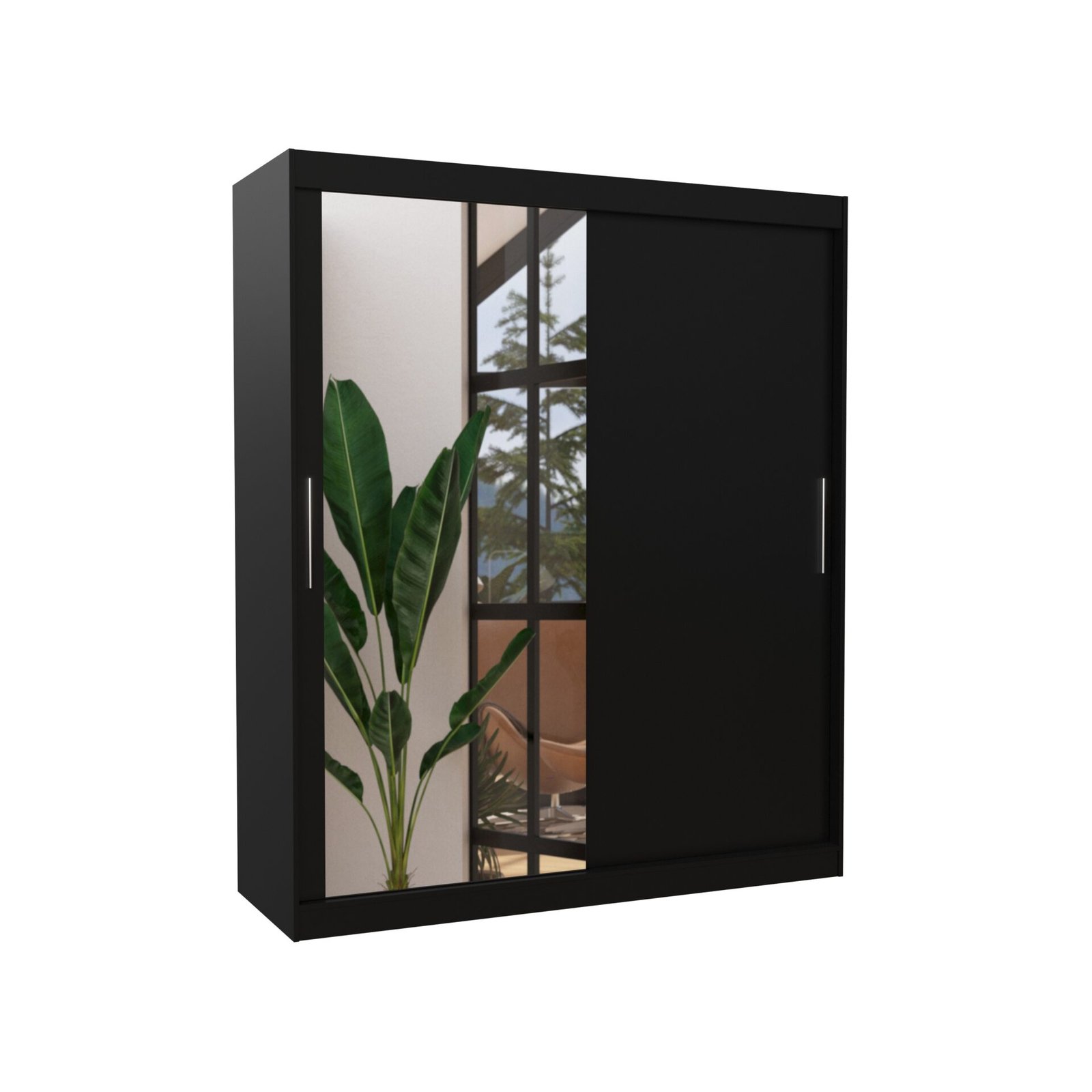Sliding wardrobe with mirror TOM 180 black ADRK