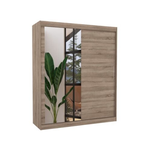 Sliding wardrobe with mirror TOM 180 Truffle ADRK