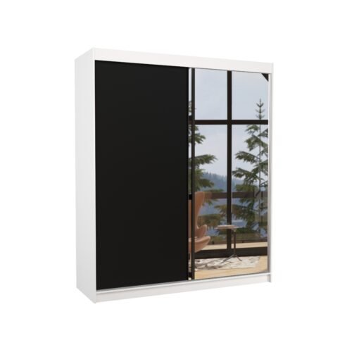 VIKI 180 Sliding wardrobe with mirror, white/black, ADRK