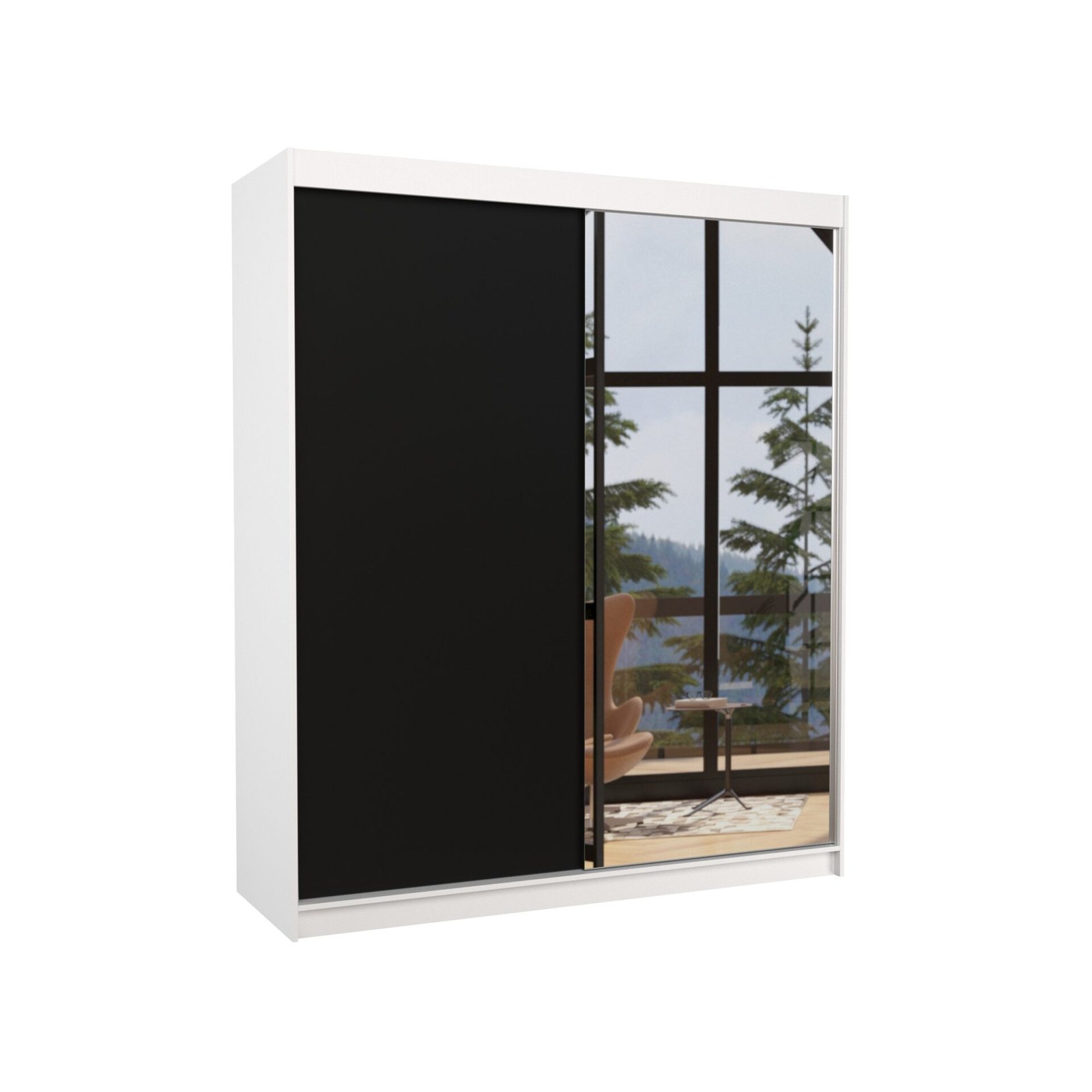 VIKI 180 Sliding wardrobe with mirror, white/black, ADRK