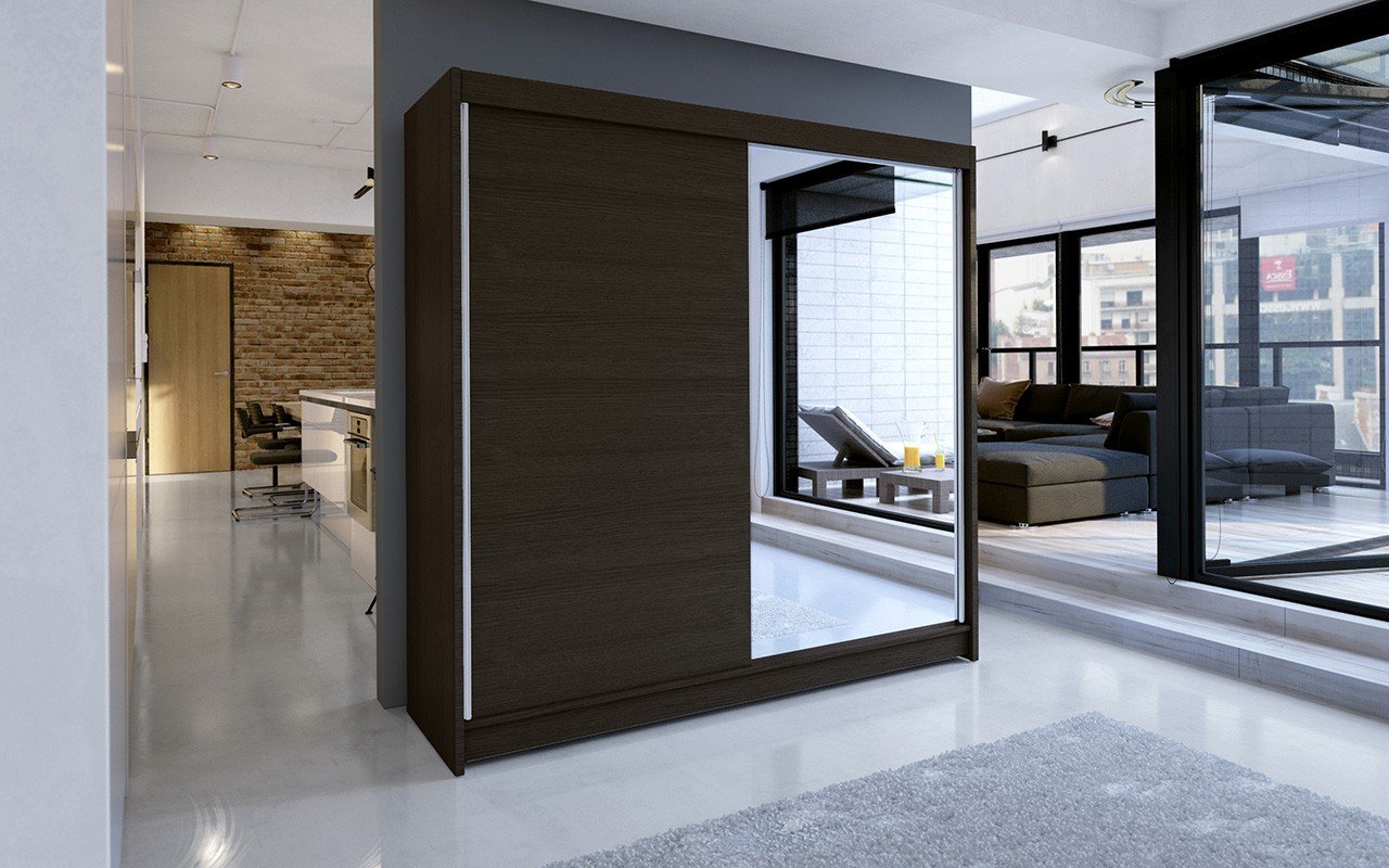 VIKI 180 Chocolate ADRK Sliding mirror wardrobe - Image 2