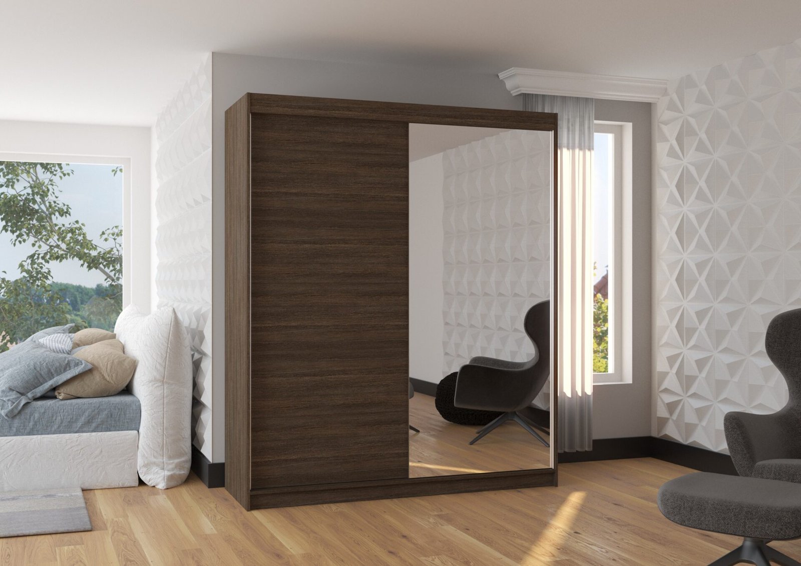 VIKI 180 Chocolate ADRK Sliding mirror wardrobe - Image 3