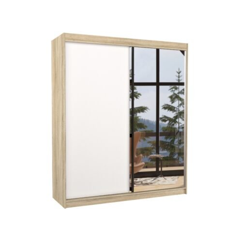 VIKI 180 Sonoma/White ADRK sliding wardrobe with mirror
