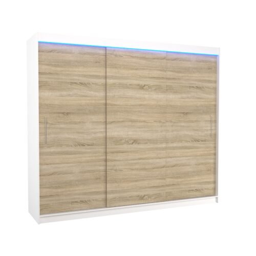 Sliding wardrobe with LED lighting ANTOS 250 white/Sonoma ADRK