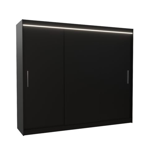 Sliding wardrobe with LED lighting ANTOS 250 black ADRK