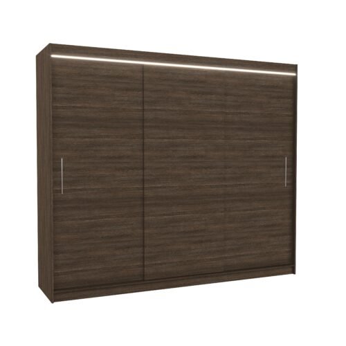 Sliding wardrobe with LED lighting ANTOS 250 chocolate color ADRK