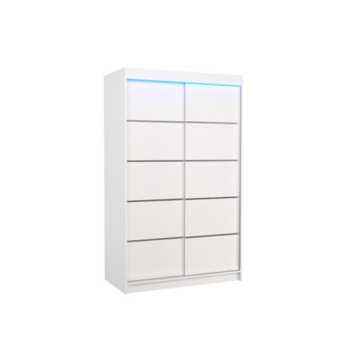Sliding wardrobe with LED lighting BENISSO 120 white ADRK