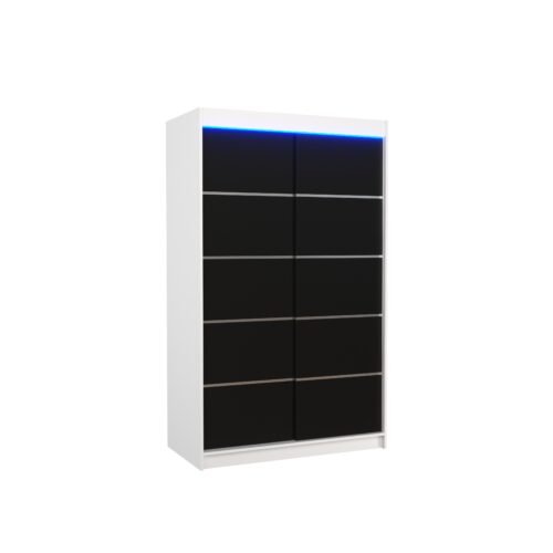 Sliding wardrobe with LED lighting BENISSO 120 white/black ADRK