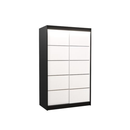 BENISSO 120 black/white ADRK sliding wardrobe with LED lighting