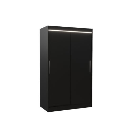 Sliding wardrobe with LED lighting COLLIN 120 Black ADRK