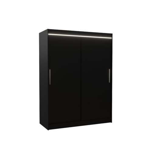 Sliding wardrobe with LED lighting DENVER 150 black ADRK