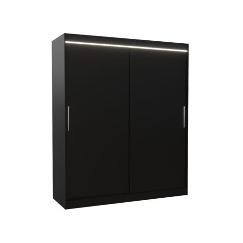 Sliding wardrobe with LED lighting LINCOLN 180 Black ADRK