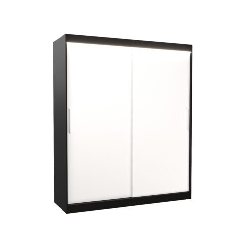 Sliding wardrobe with LED lighting LINCOLN 180 black/white ADRK