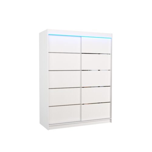 Sliding wardrobe with LED lighting LUFT 150 white ADRK