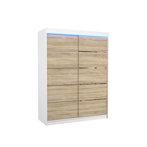 Sliding wardrobe with LED lighting LUFT 150 white/Sonoma ADRK