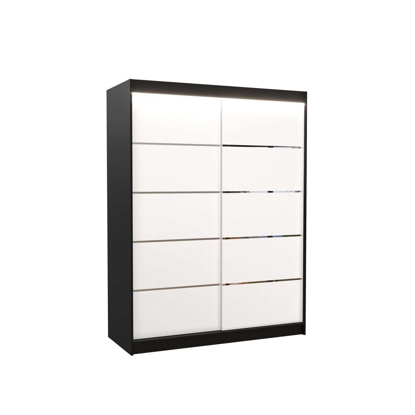 Sliding wardrobe with LED lighting LUFT 150 black/white ADRK