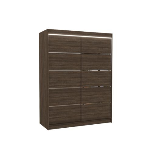 Sliding wardrobe with LED lighting LUFT 150 Chocolate ADRK