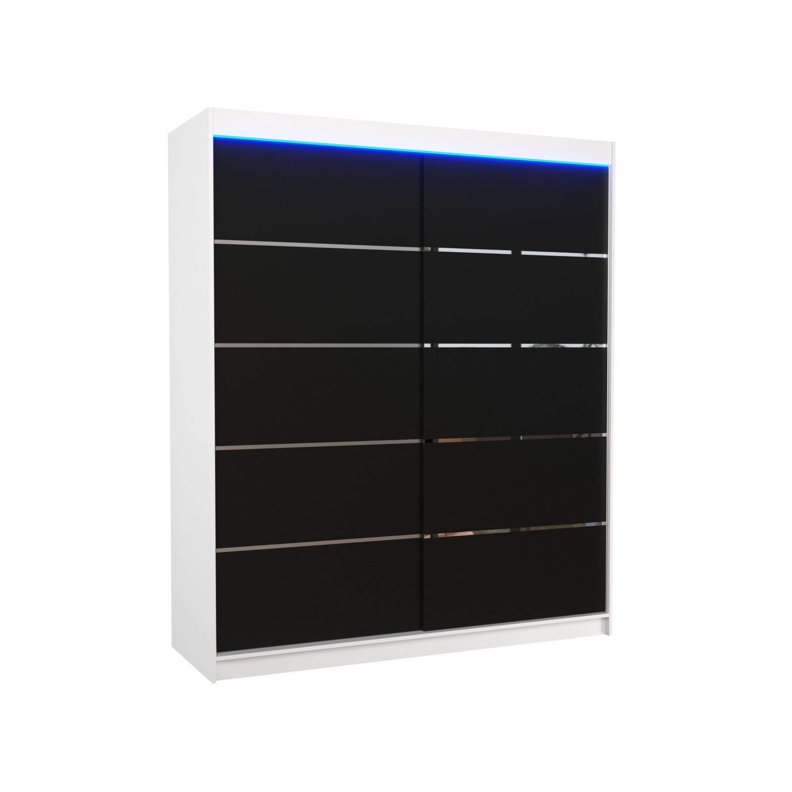 Sliding wardrobe with LED lighting SPECTRA 180 white/black ADRK