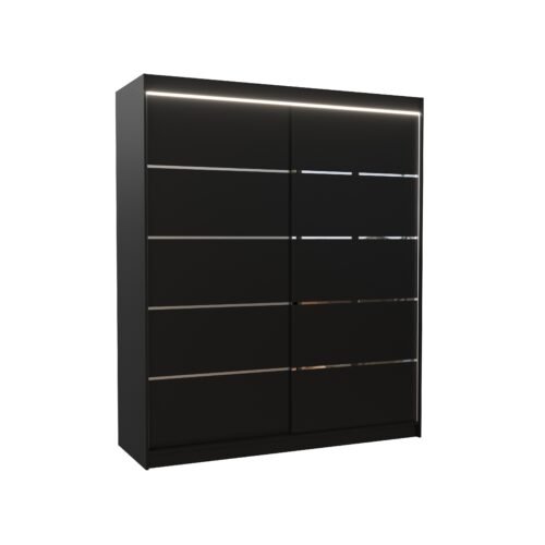 Sliding wardrobe with LED lighting SPECTRA 180 black ADRK