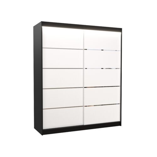 Sliding wardrobe with LED lighting SPECTRA 180 black/white ADRK