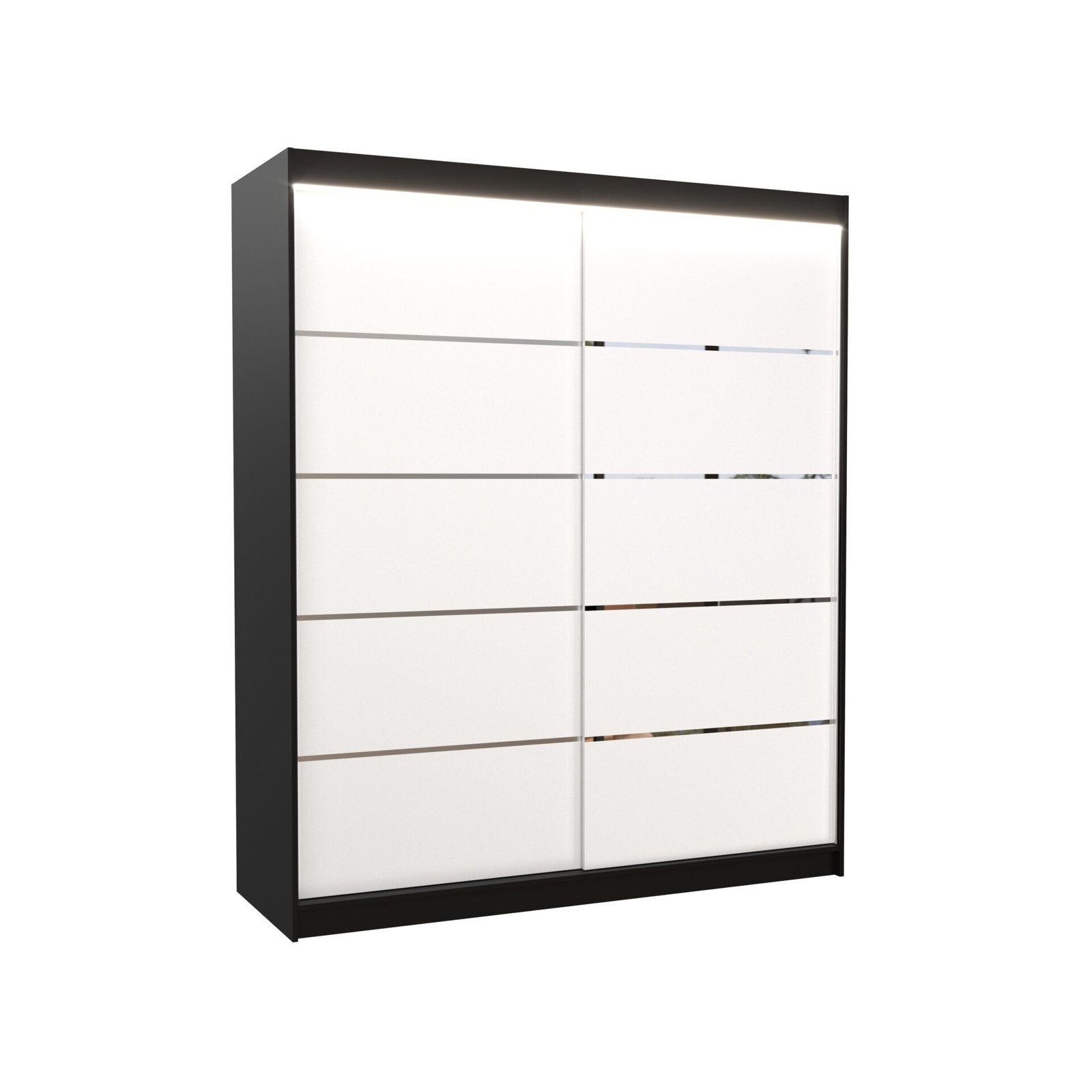 Sliding wardrobe with LED lighting SPECTRA 180 black/white ADRK
