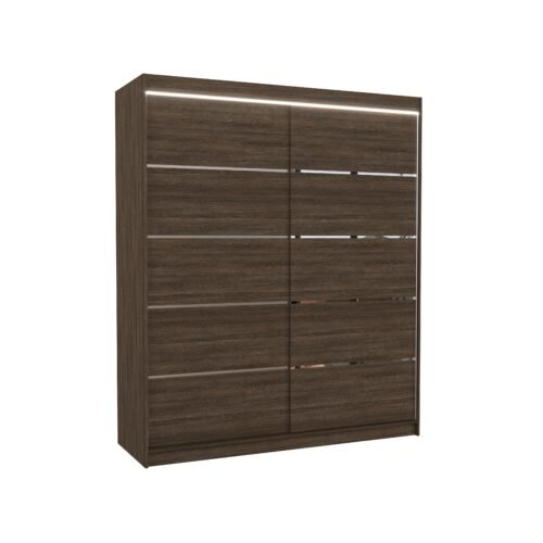 Sliding wardrobe with LED lighting SPECTRA 180 Chocolate ADRK