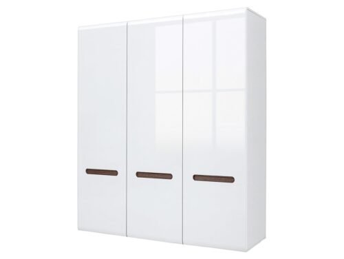 AZTECA TRIO three-door wardrobe, 180 cm, white/glossy white