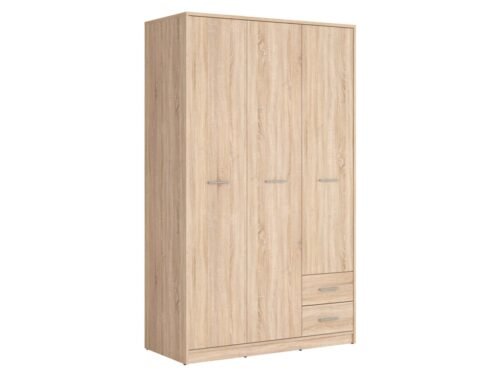 Three-door wardrobe with two drawers NEPO PLUS 118.5 cm, Sonoma oak