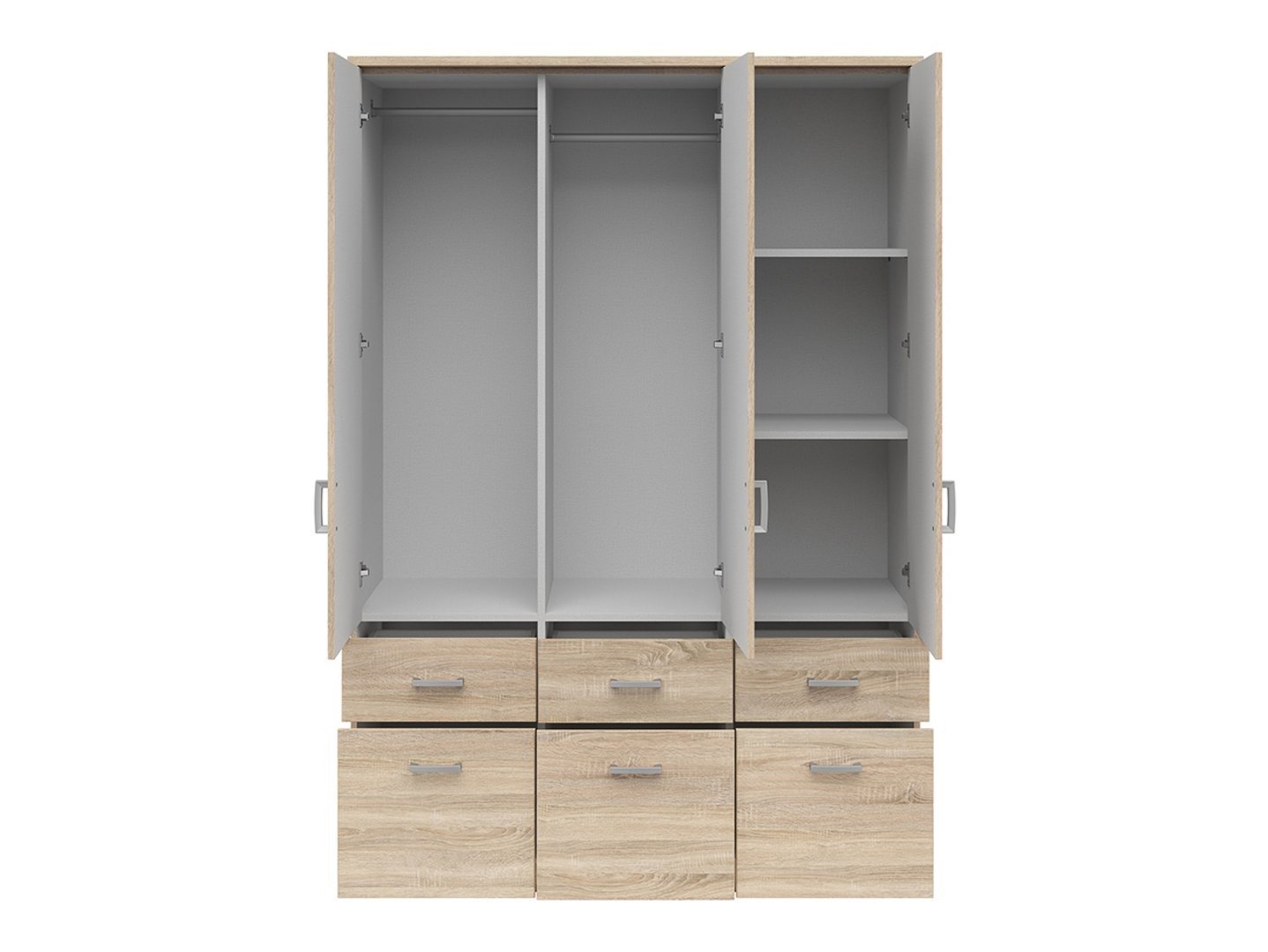 Three-door wardrobe with six drawers BRANDO 3, Sonoma oak/textile - Image 3