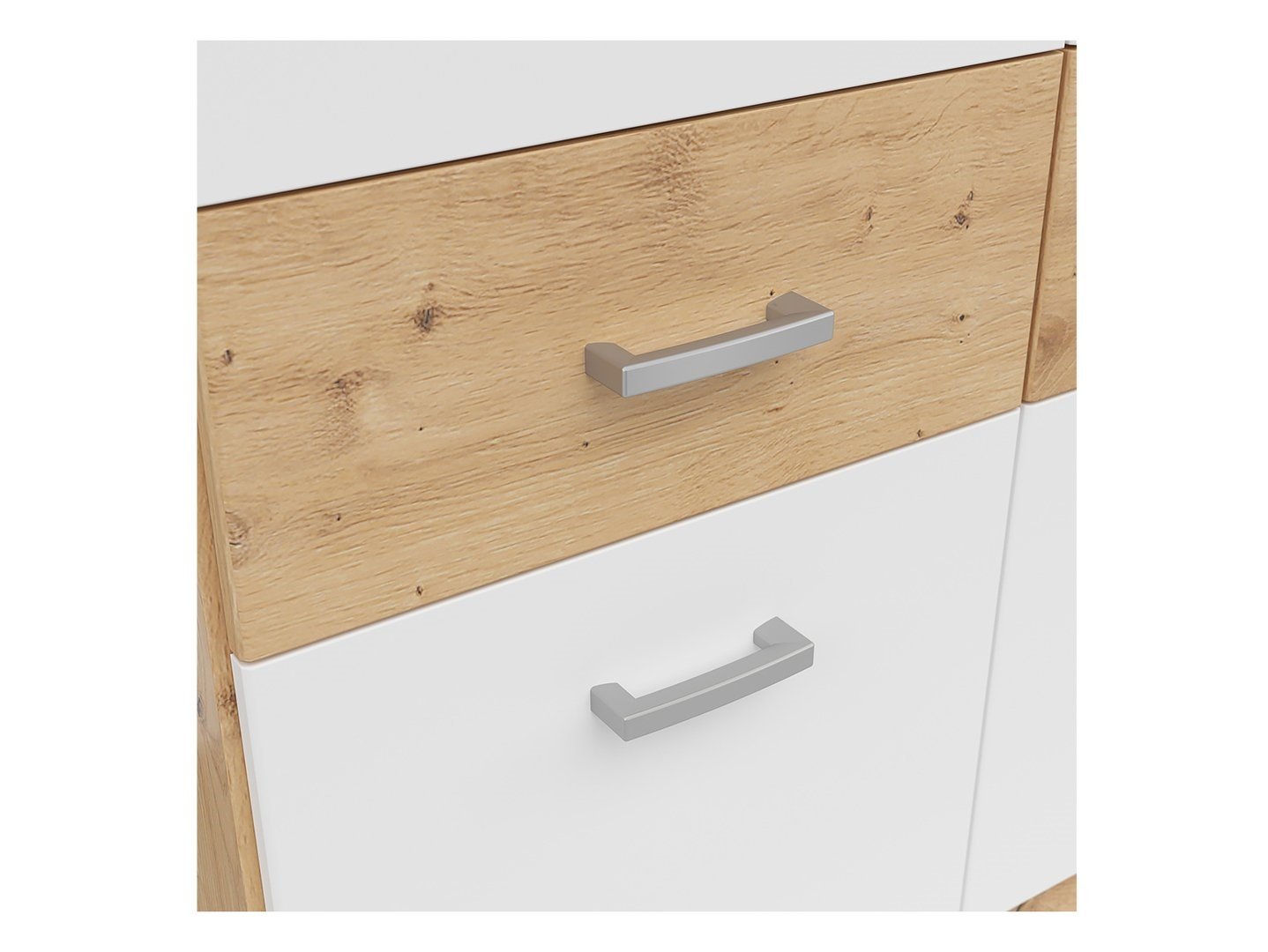 BRANDO 3 three-door wardrobe with six drawers, artificial oak/textile/white - Image 4