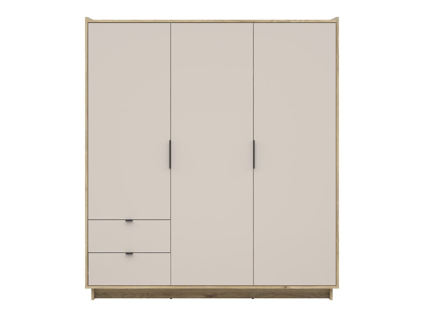 DALVA three-door wardrobe with drawers 180 cm, pinkish purple/cashmere oak - Image 2