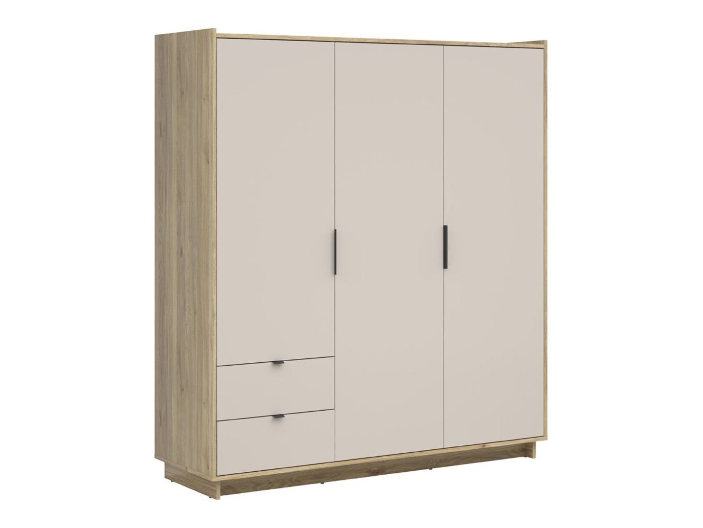 DALVA three-door wardrobe with drawers 180 cm, pinkish purple/cashmere oak - Image 5