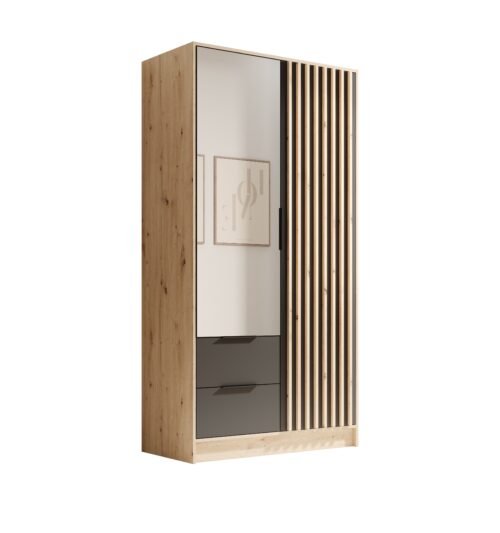 Neri 100 tilting mirrored wardrobe, Artisan/Black ADRK