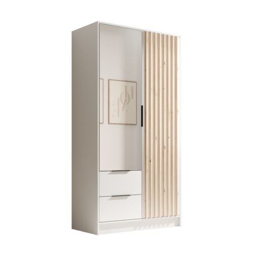 Neri 100 wardrobe with folding mechanism and mirrors, white, ADRK