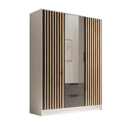 Neri 150 tilting wardrobe with mirrors, white/black, ADRK