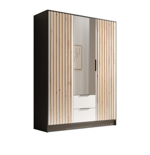 Neri 150 tilting wardrobe with mirrors, black/white, ADRK